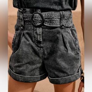 Sezane Rome High Waist Charcoal Shorts 42